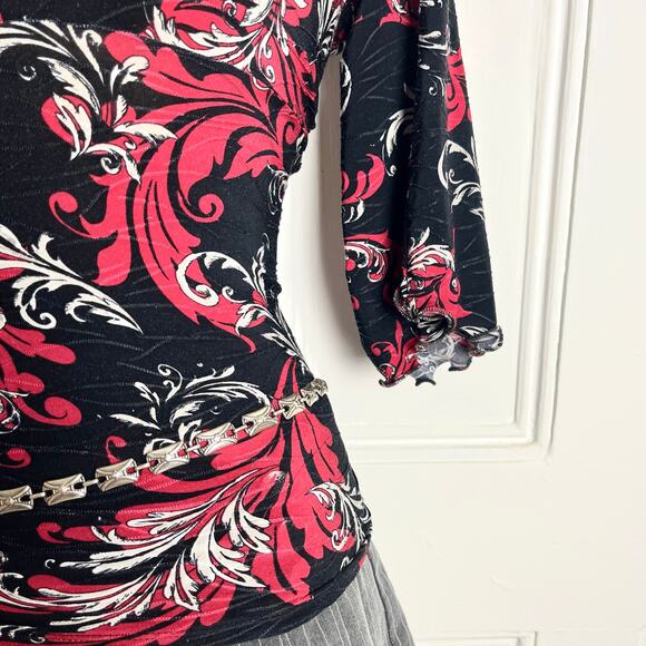 Black Croft & Barrow Altered Fairy Grunge Shirt Red/White 90s Pattern Size S - Picture 6 of 8